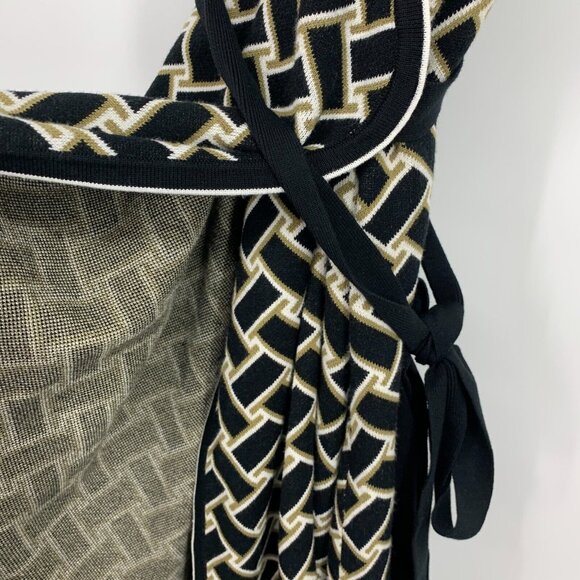 DVF Target Wrap Dress Collared Sleeveless Sweater Midi Black - Picture 6 of 12